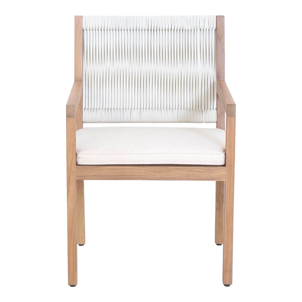 Natural Faux Leather Dining Arm Chair