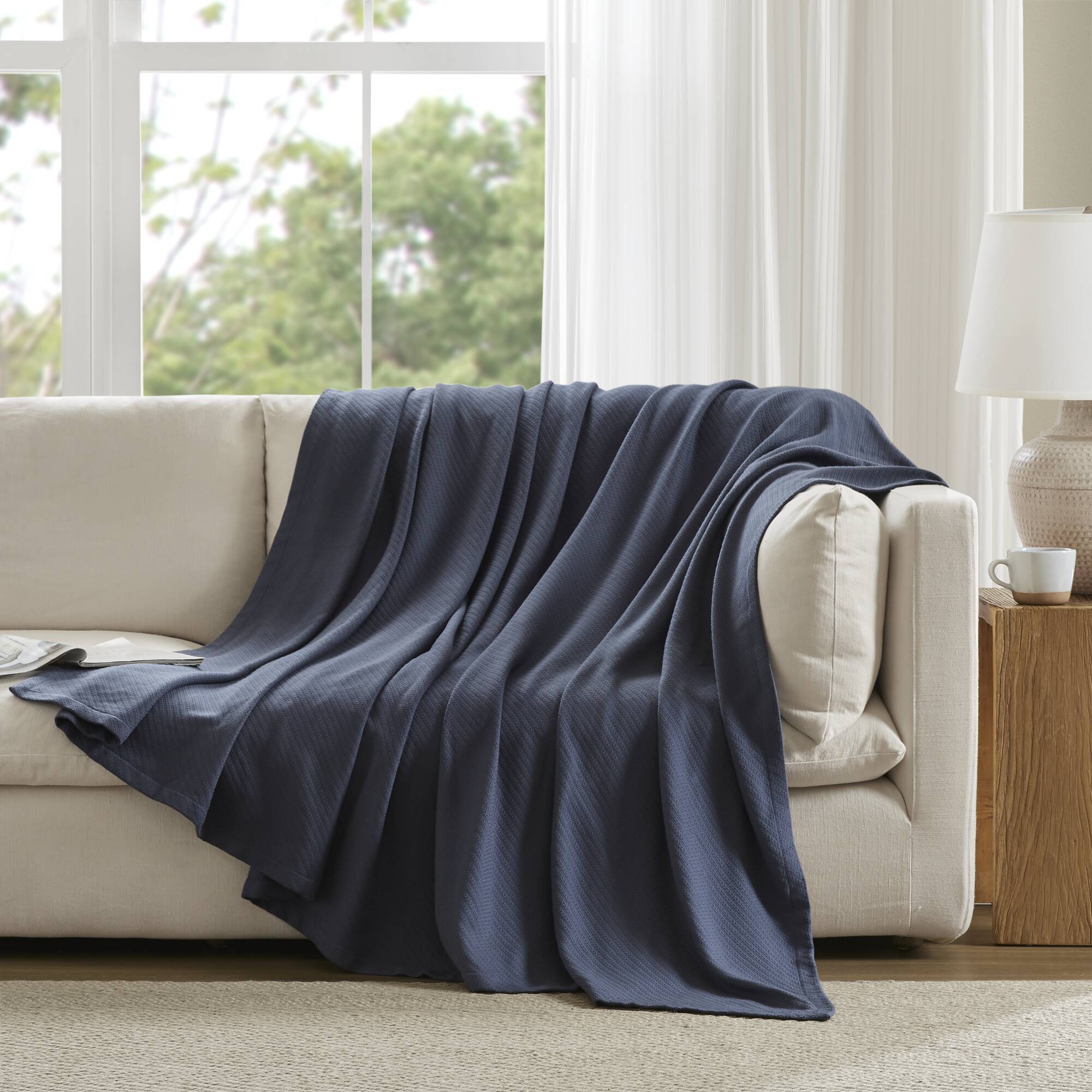 Liquid Cotton - King Blanket - Navy