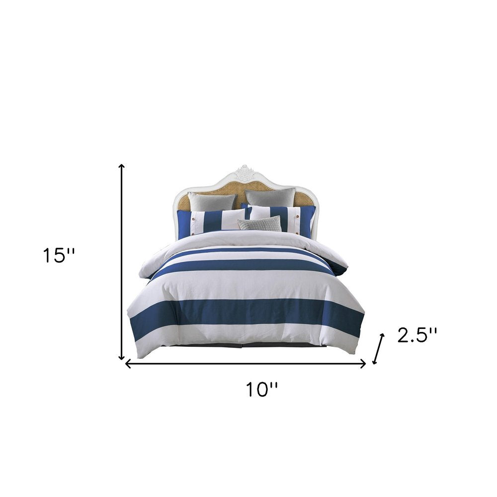 Blue And White Queen Cotton Washable Duvet Cover Set