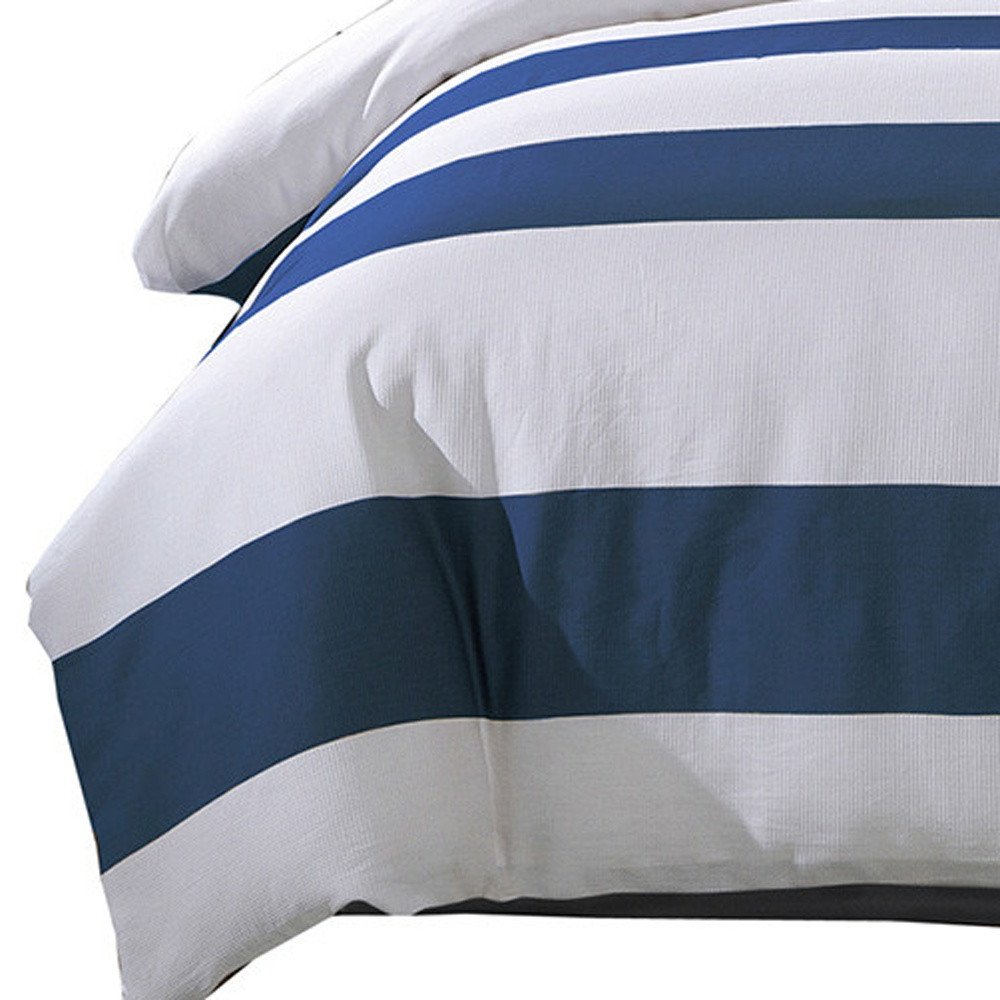 Blue And White Queen Cotton Washable Duvet Cover Set