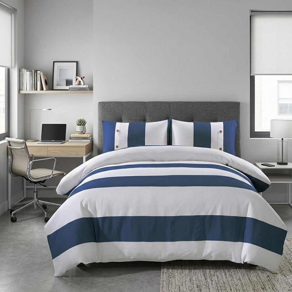 Blue And White Twin Extra Long Cotton Washable Duvet Set