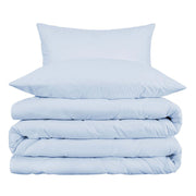 Light Blue Queen Cotton Blend Washable Duvet Cover Set