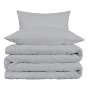 Light Gray Queen Cotton Blend Washable Duvet Cover Set