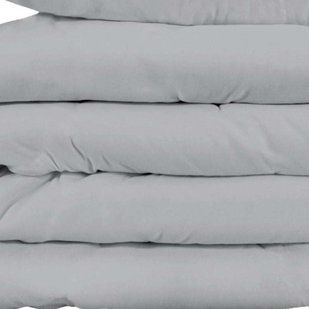 Light Gray Queen Cotton Blend Washable Duvet Cover Set