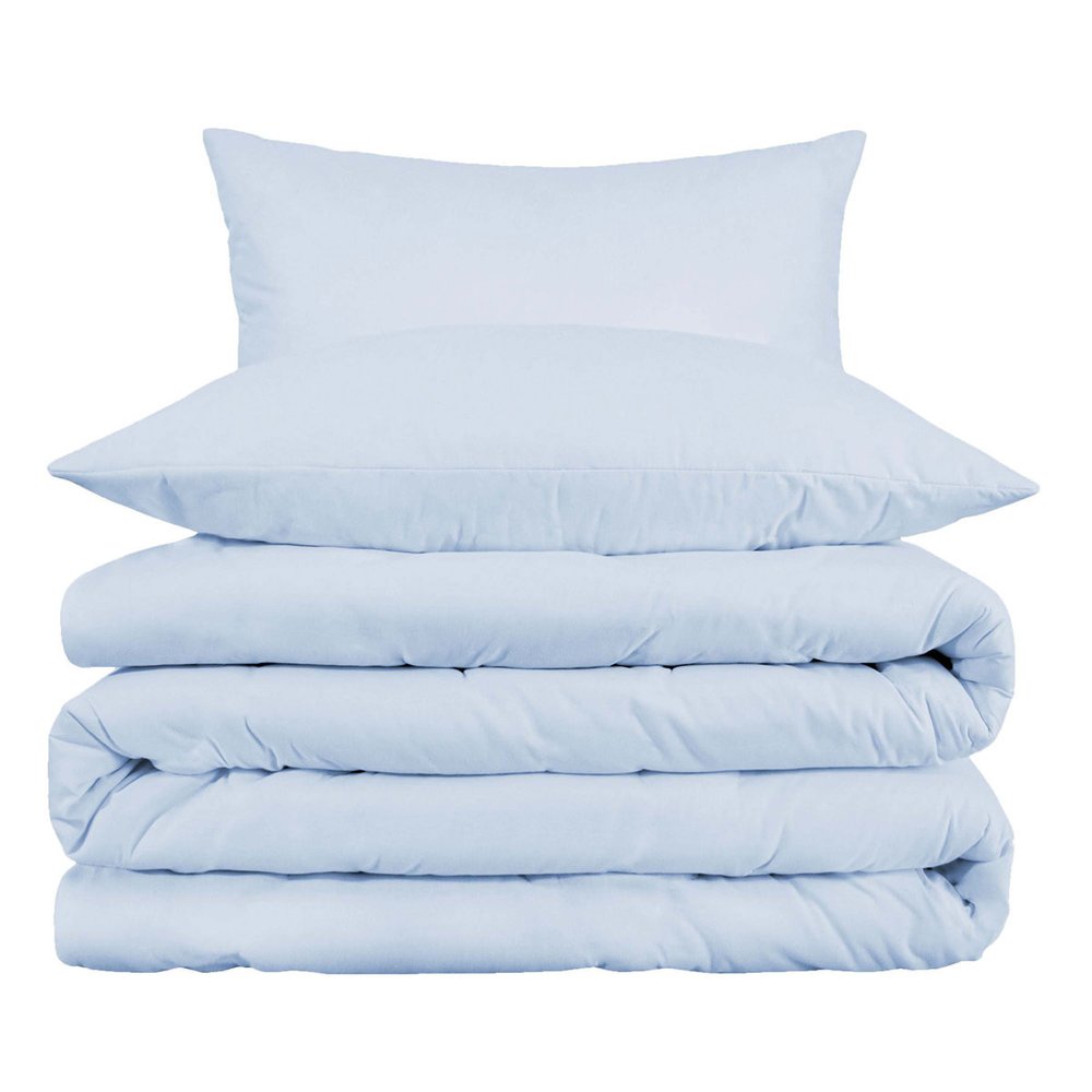 Blue King Cotton Blend Washable Duvet Cover Set