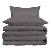 Gray King Cotton Blend Washable Duvet Cover Set With Two Shams