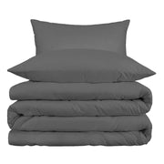 Gray Queen Cotton Blend Washable Duvet Cover Set