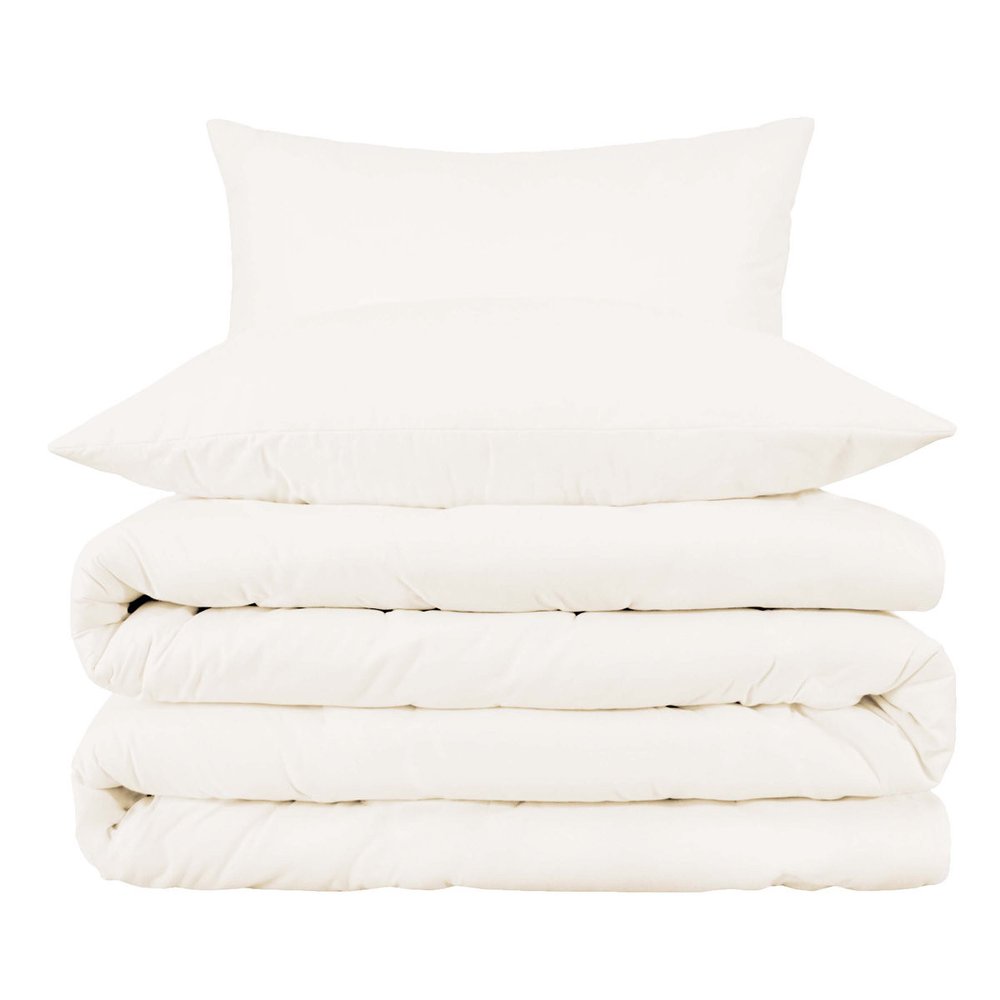 Ivory Queen Cotton Blend Washable Duvet Cover Set