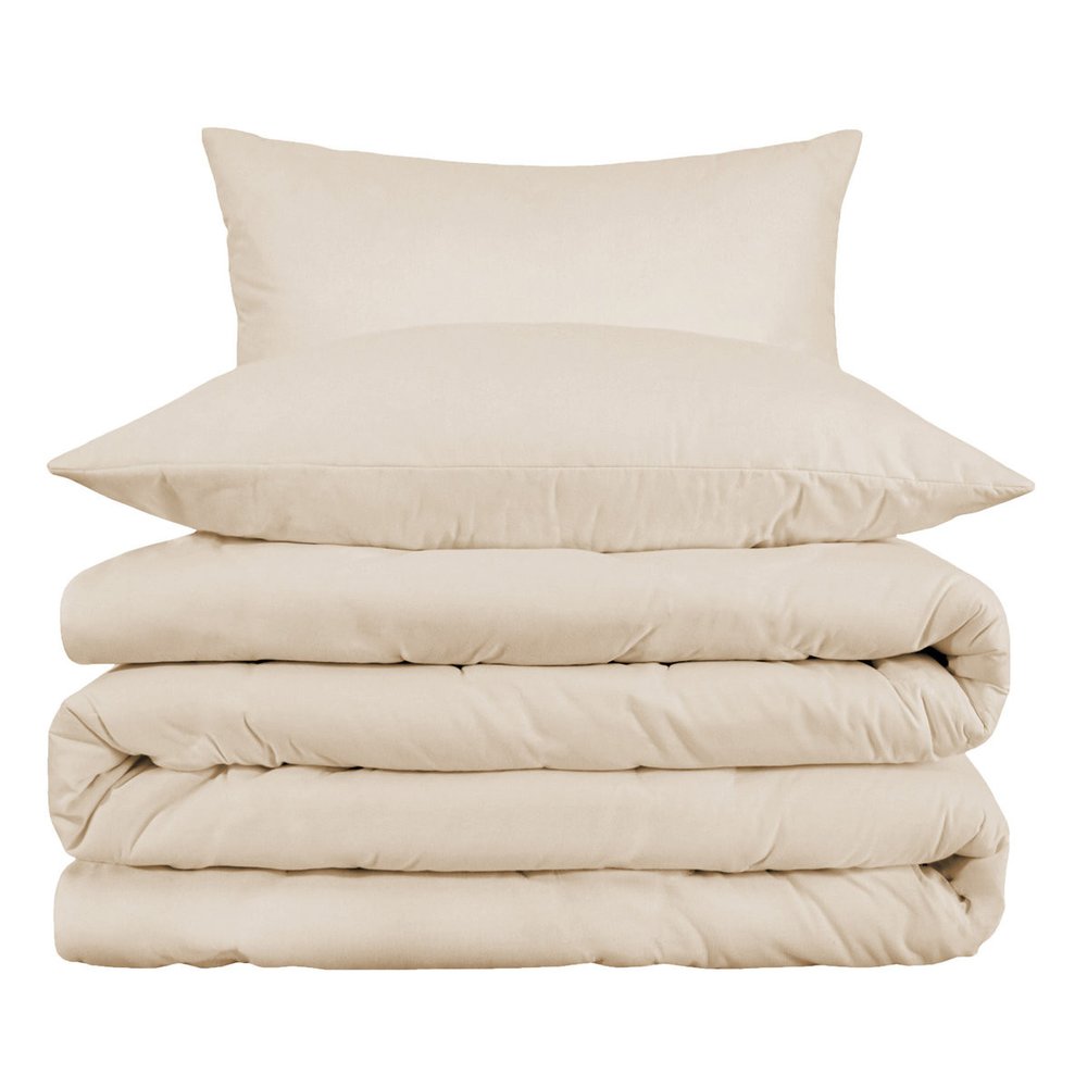 Ivory Queen Cotton Blend Washable Duvet Cover Set