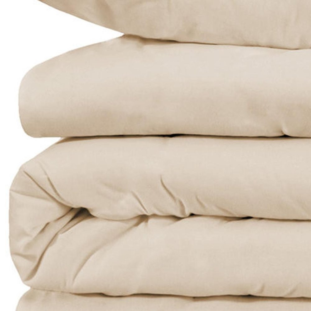 Ivory Queen Cotton Blend Washable Duvet Cover Set