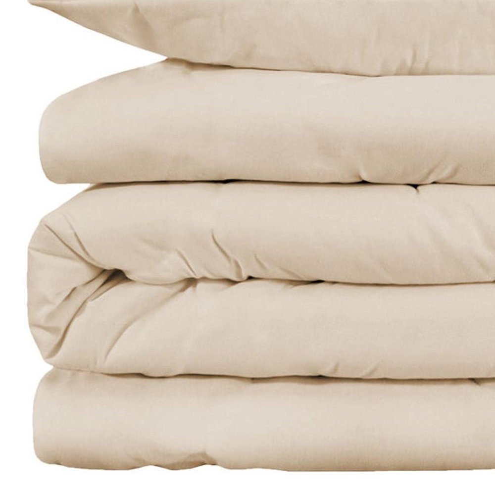 Ivory Queen Cotton Blend Washable Duvet Cover Set