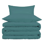 Sea Green King Cotton Blend Washable Duvet Cover Set With Two Shams