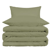 Sage King Cotton Washable Duvet Cover Set With Two Shams
