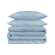 Light Blue Queen Cotton Washable Duvet Cover Set With Two Shams