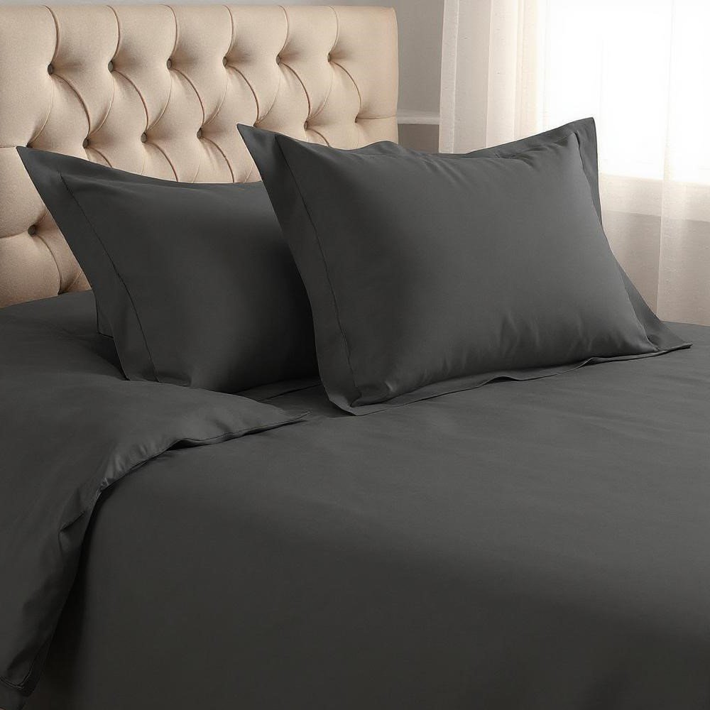 Gray Queen Cotton Washable Duvet Cover Set With Two Shams