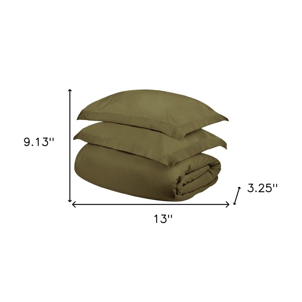Sage Twin Cotton Blend 400 Thread Count Washable Duvet Cover Set