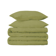 Olive Green King Cotton Blend Washable Duvet Cover Set