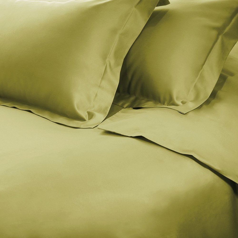 Olive Green King Cotton Blend Washable Duvet Cover Set