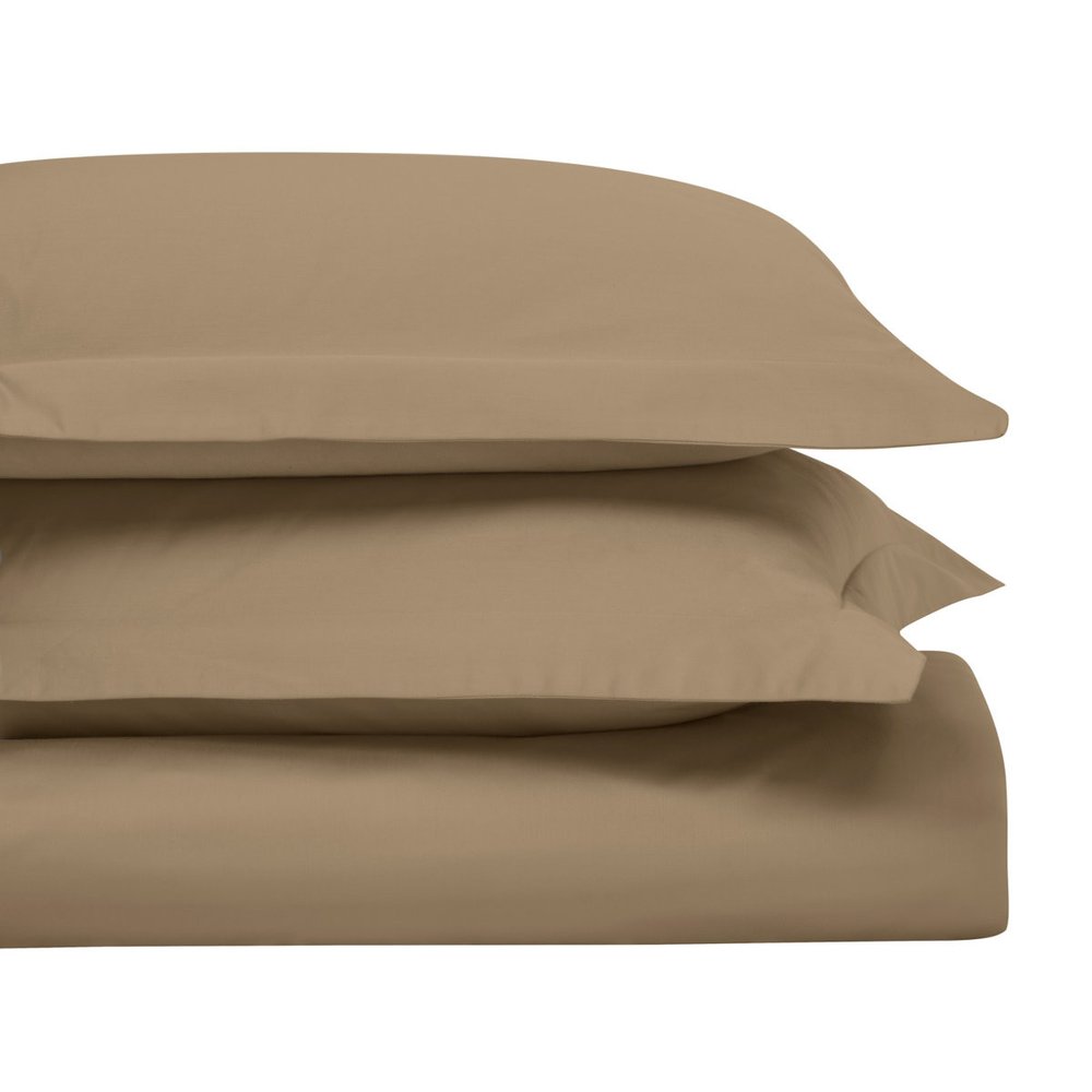 Taupe King Cotton Blend Washable Duvet Cover Set