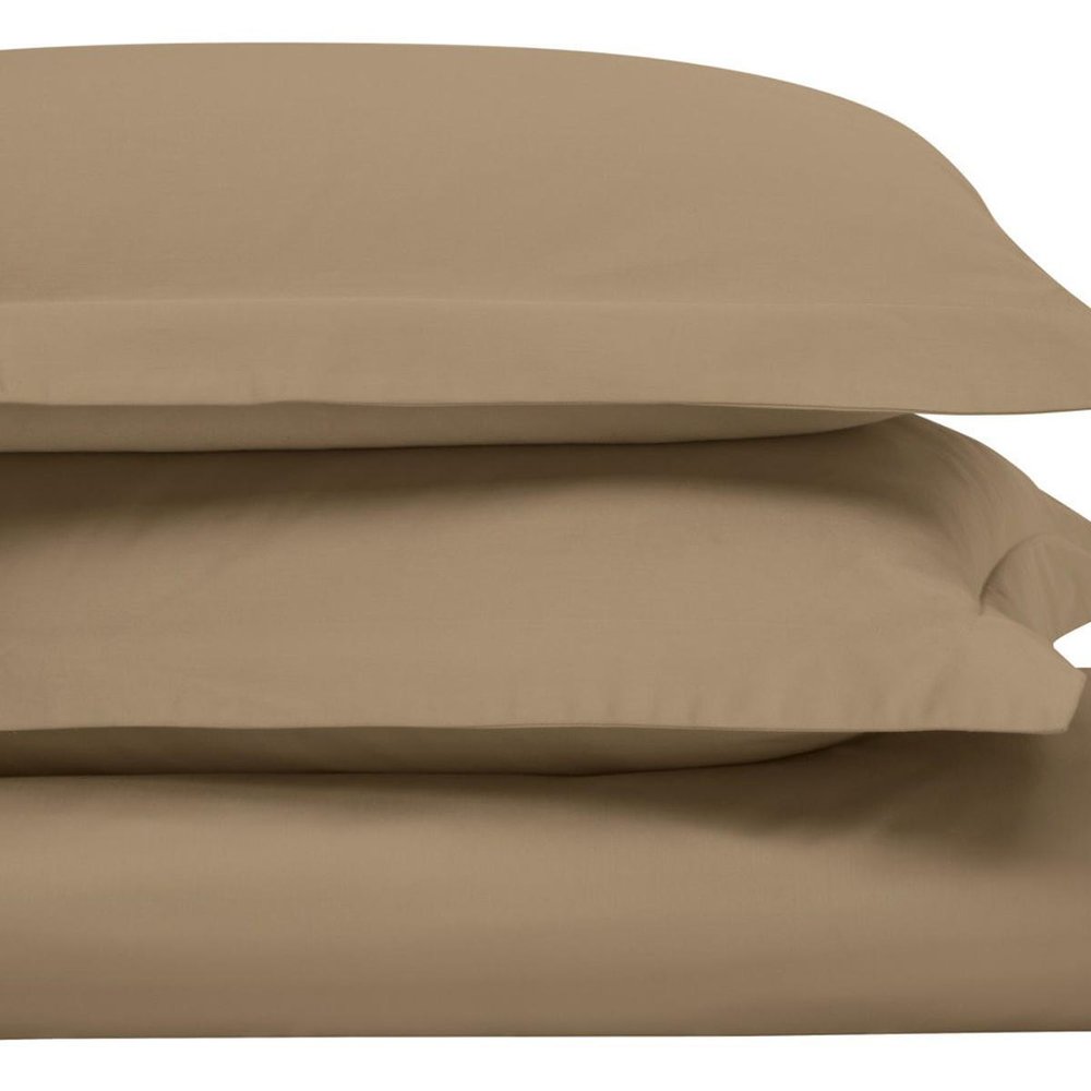 Taupe King Cotton Blend Washable Duvet Cover Set