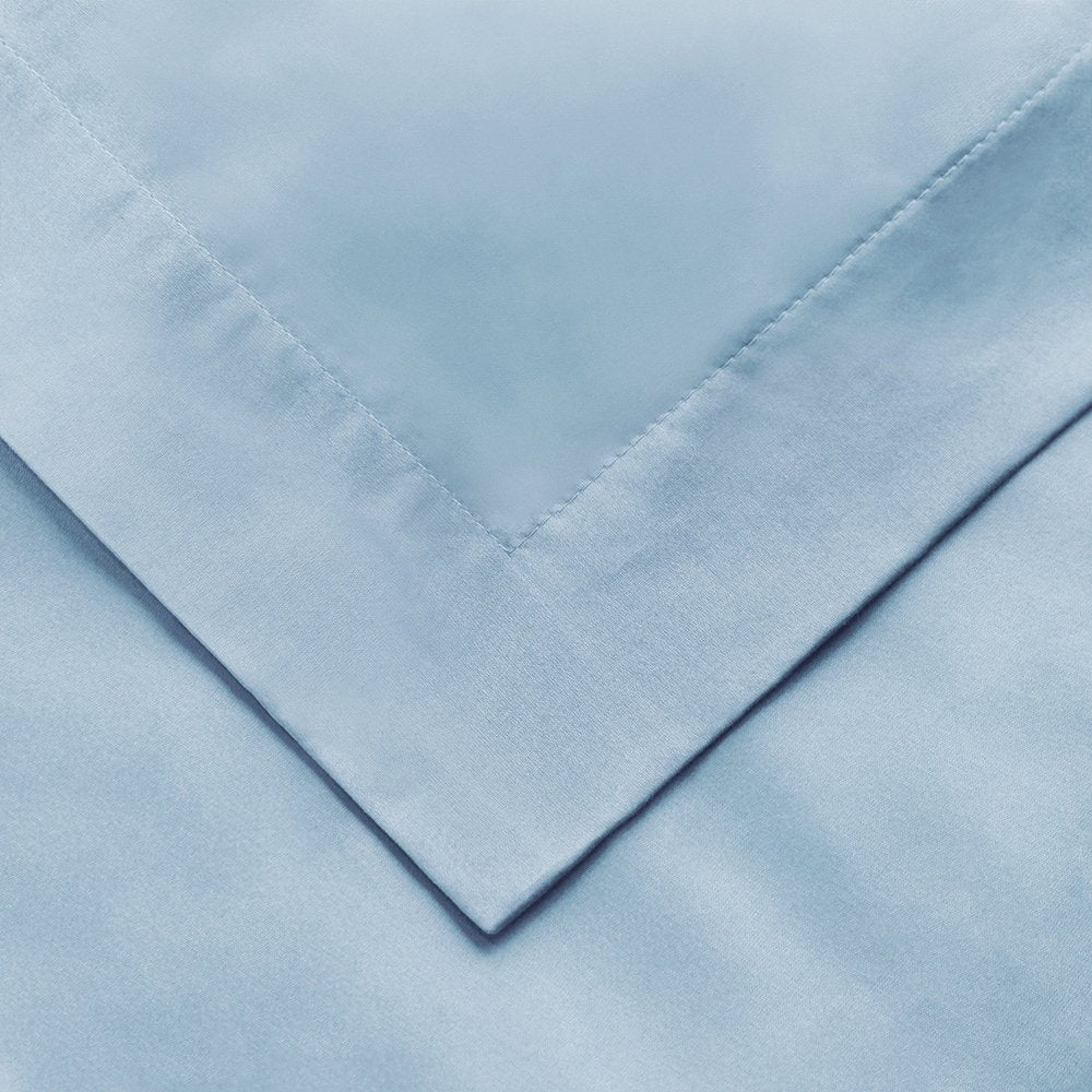 Baby Blue Twin Cotton Blend Washable Duvet Cover Set With Sham