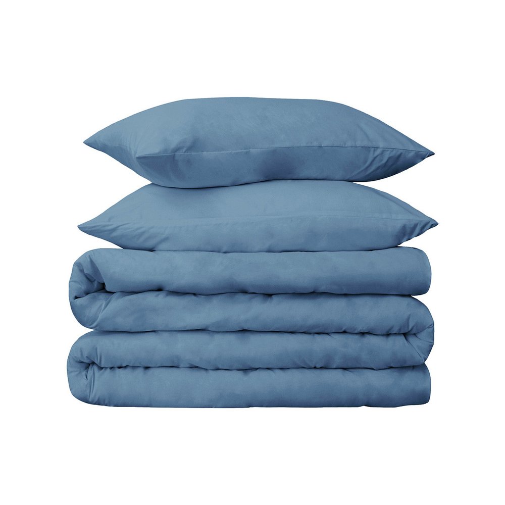 Blue Twin Cotton Blend Washable Duvet Cover Set With Sham