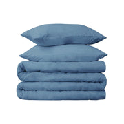 Blue Twin Cotton Blend Washable Duvet Cover Set With Sham