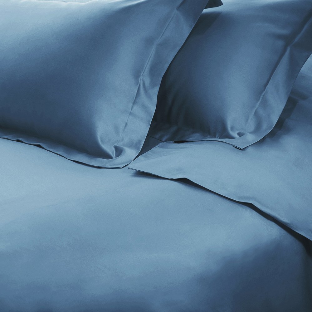 Blue Twin Cotton Blend Washable Duvet Cover Set With Sham