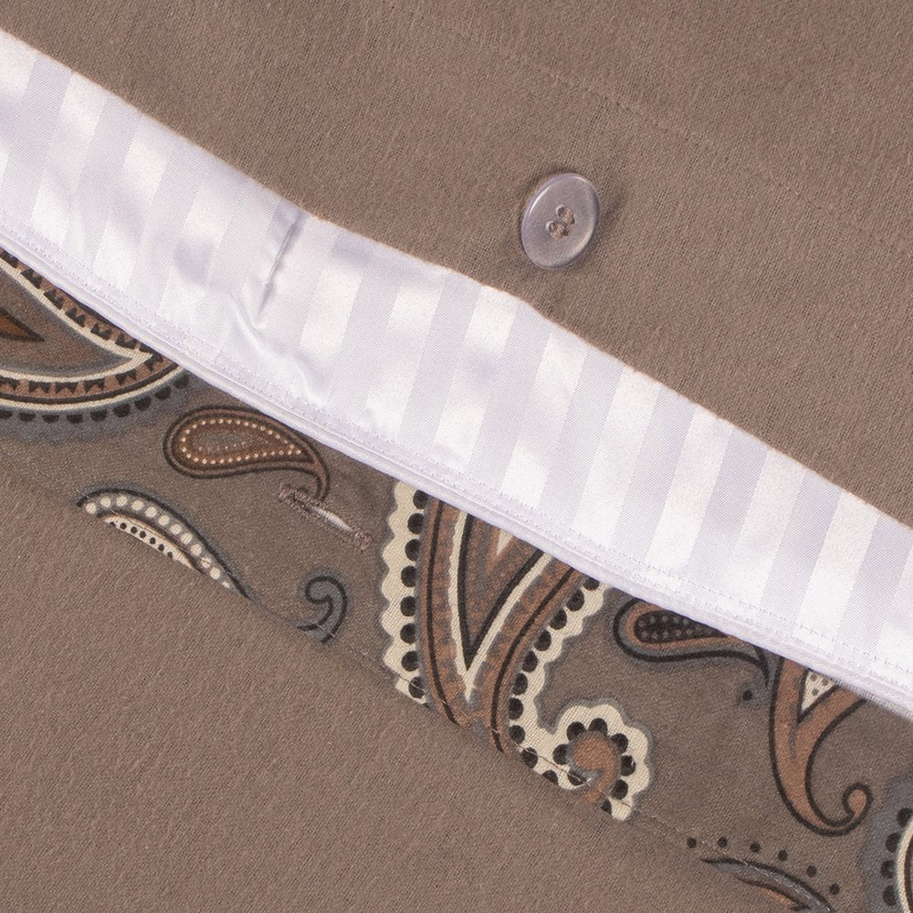 Gray Ivory And Brown King Cotton Washable Duvet Cover Set With Two Shams