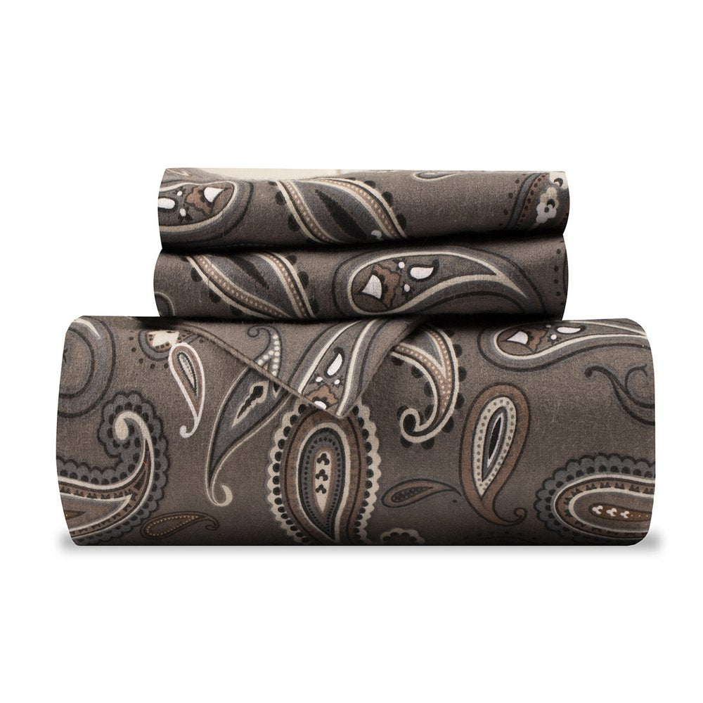 Gray Ivory And Brown King Cotton Washable Duvet Cover Set With Two Shams