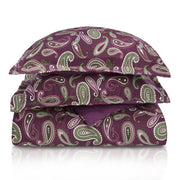 Green Pink And Purple King Cotton Washable Duvet Cover Set With Two Shams