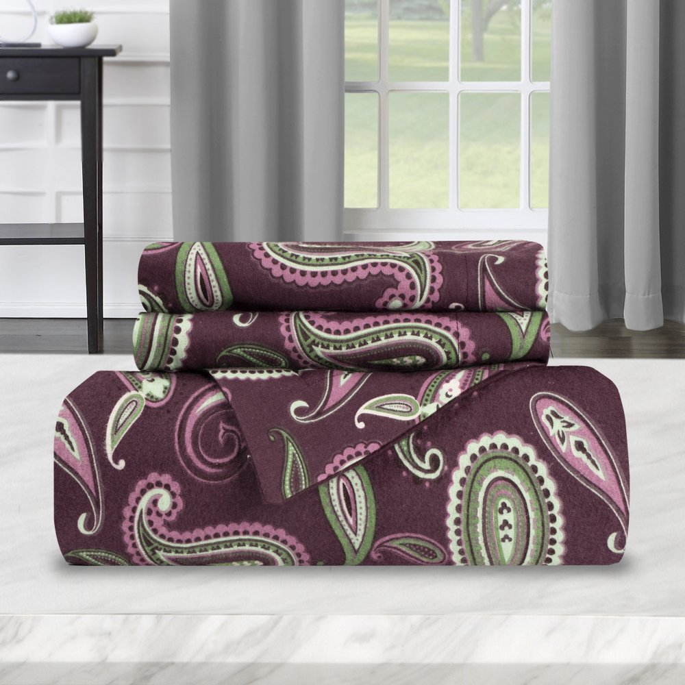 Green Pink And Purple King Cotton Washable Duvet Cover Set With Two Shams