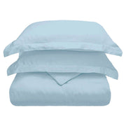 Light Blue Queen Rayon Washable Duvet Cover Set With Two Shams