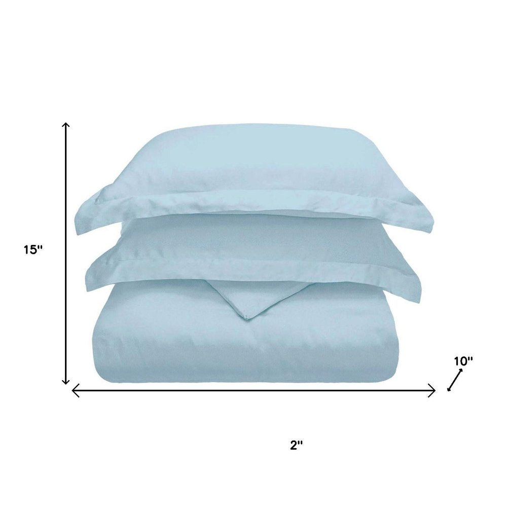 Light Blue Queen Rayon Washable Duvet Cover Set With Two Shams