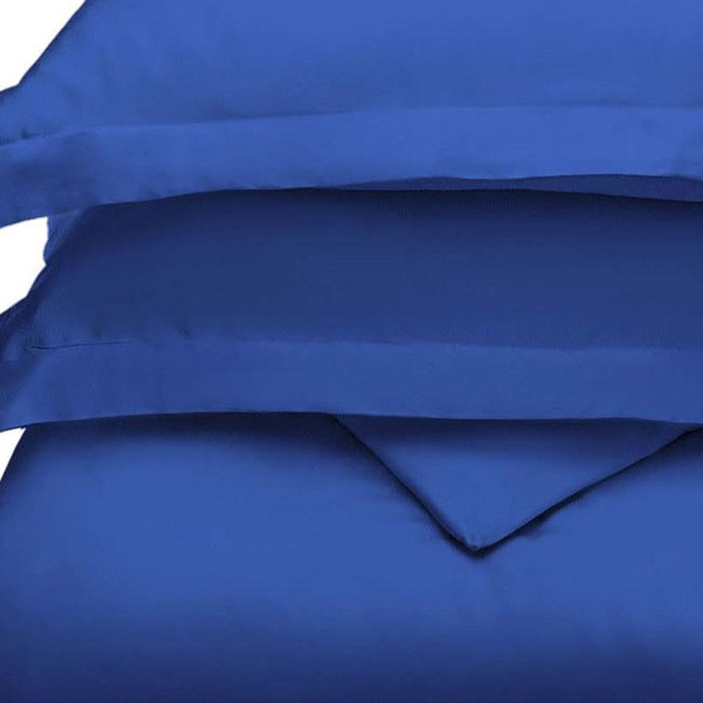 Navy Blue Queen Cotton Blend Washable Duvet Cover Set