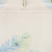Ivory Blue And Green Queen Cotton Washable Duvet Cover Set With Two Shams