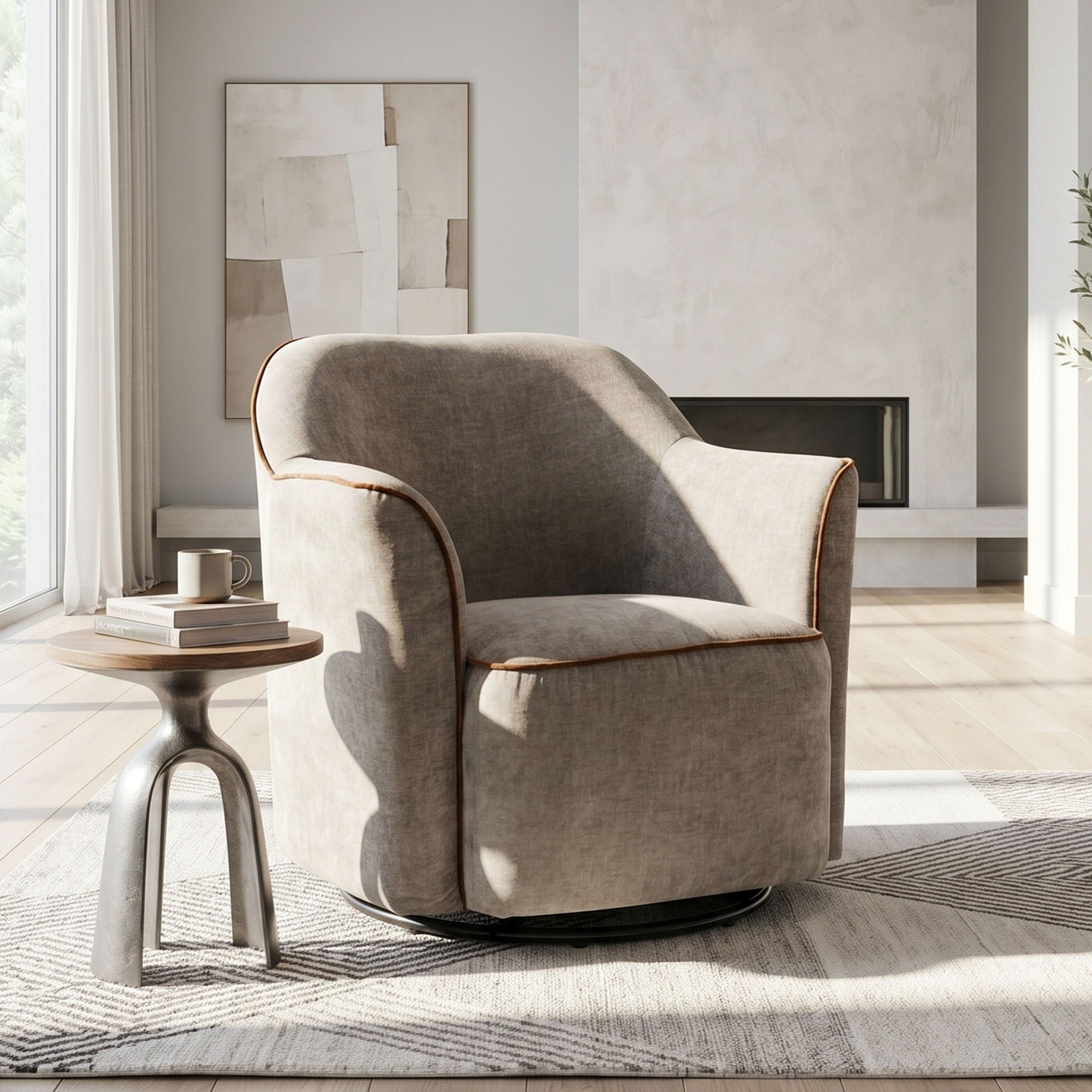 360° Swivel Accent Chair With Flared Arms