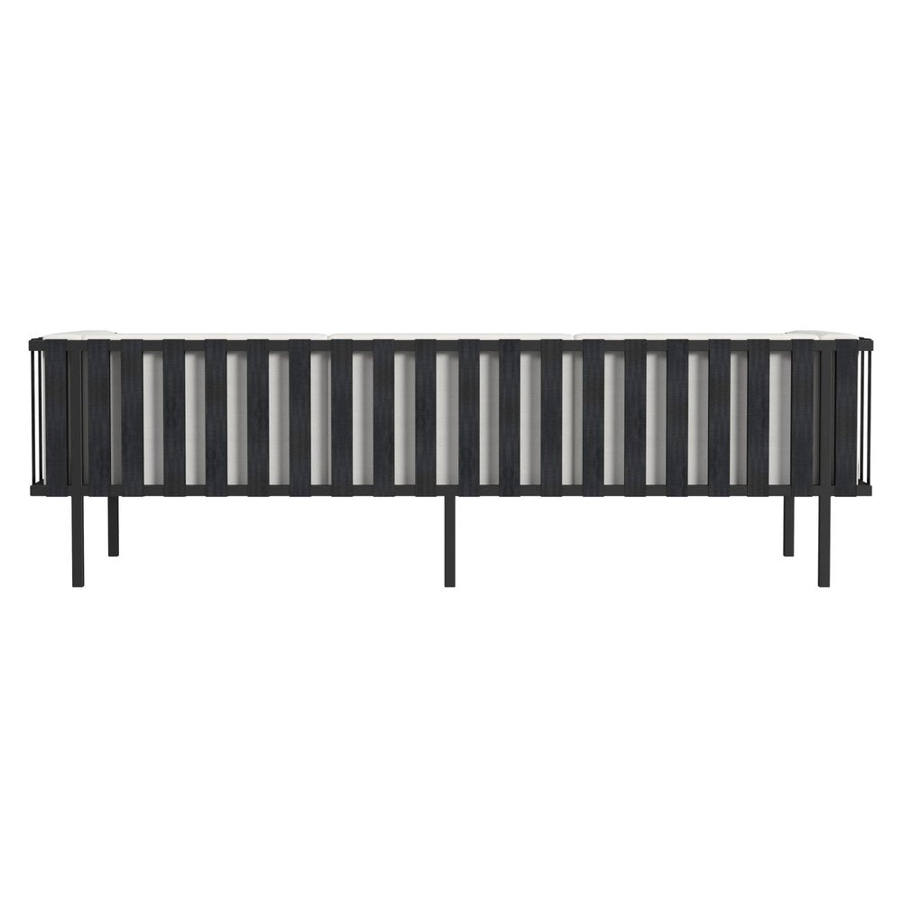 77" Black Iron and Cushions Patio Sofa