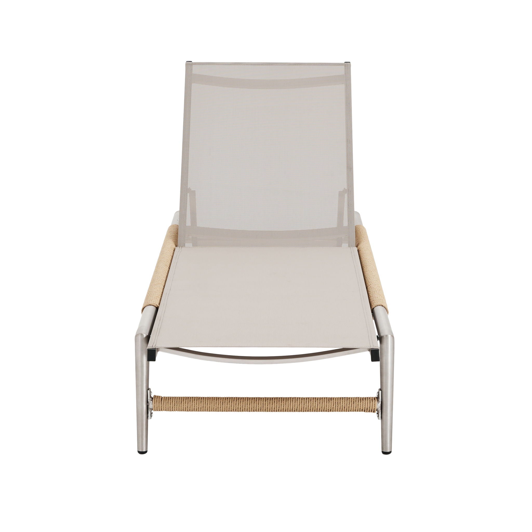 Hargrove - Outdoor Patio Aluminun Chaise Lounge, Outdoor Mesh Seat - Natural / Silver