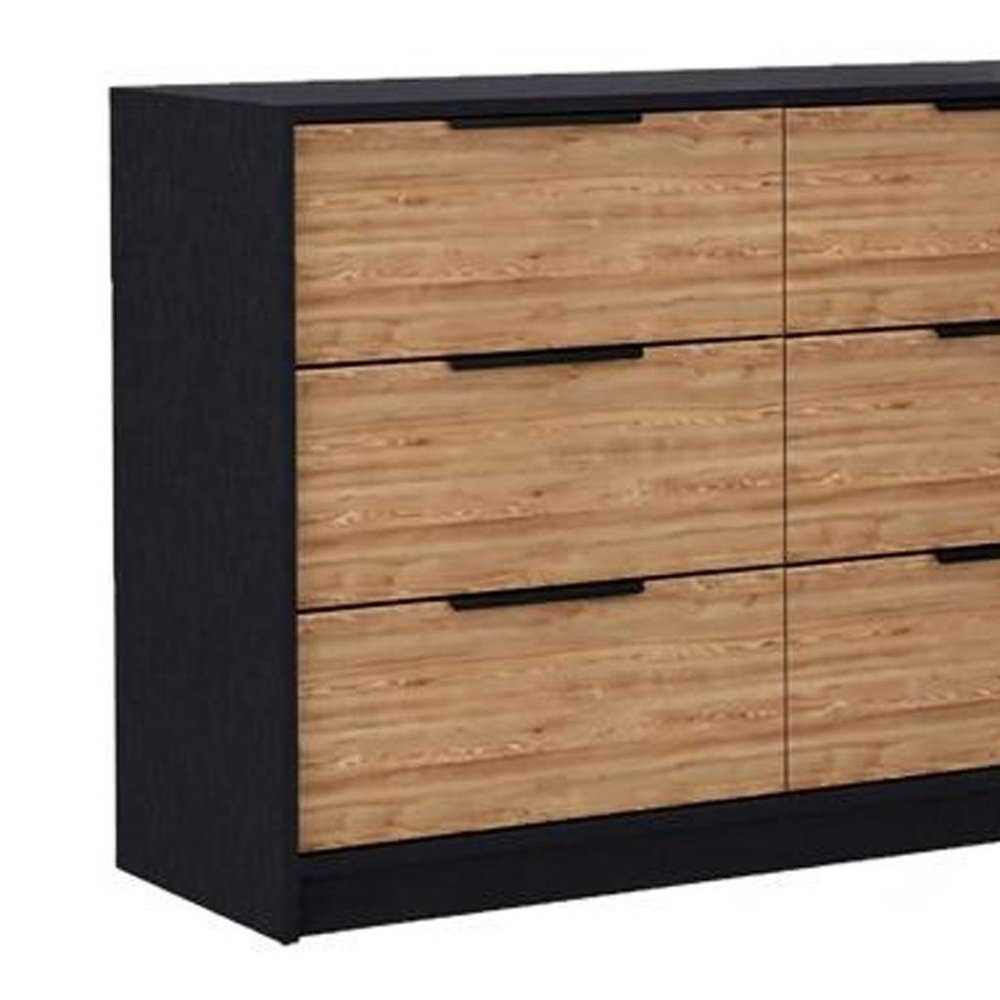 Two Piece Black And Brown Bedroom Set With Mirror