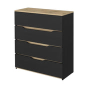 Three Piece Black Natural And Oak Bedroom Set