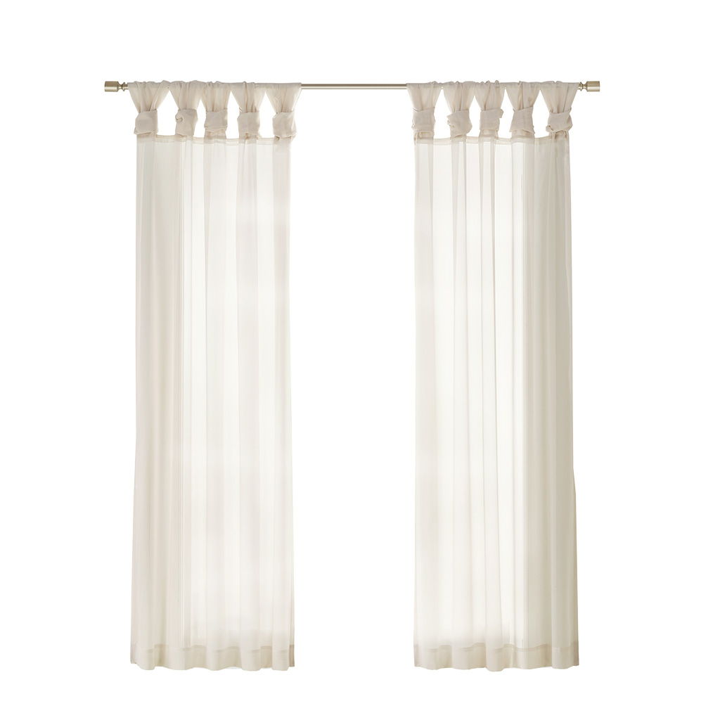 Ceres - 63" Twist Tab Voile Sheer Window Pair - Ivory