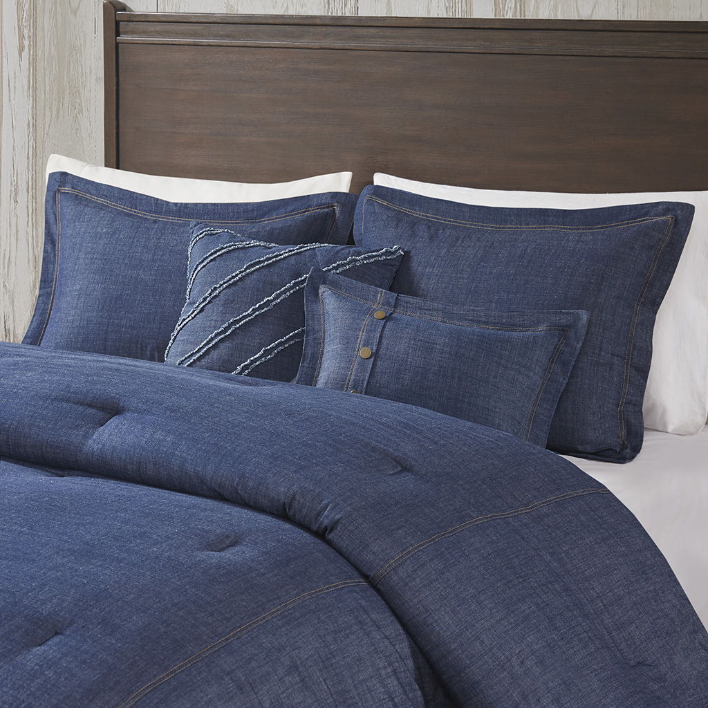 Perry - Queen Oversized Denim Comforter Set - Blue