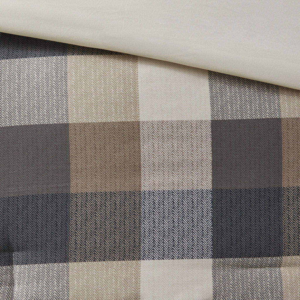 Ridge - King 7 Piece Herringbone Comforter Set - Neutral