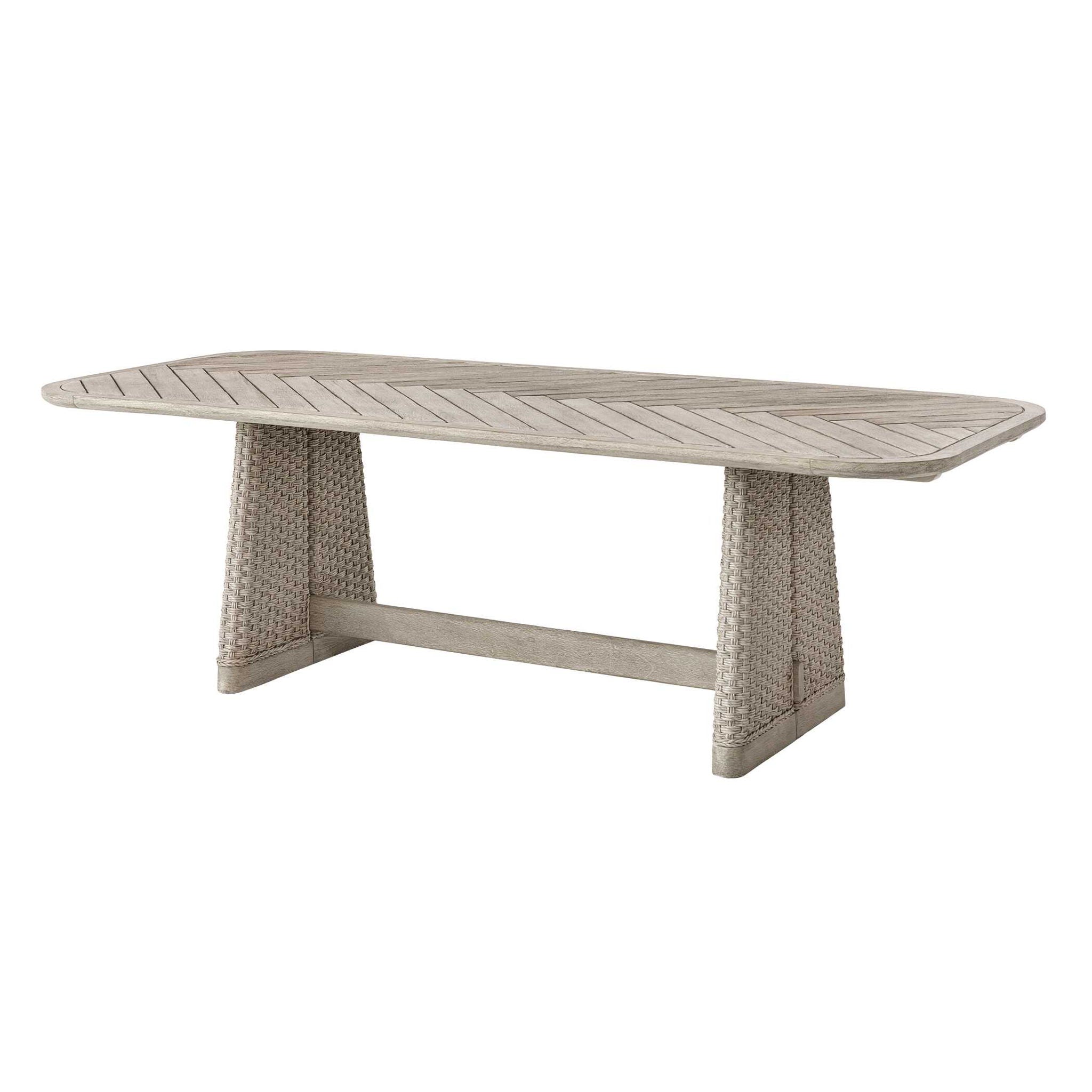 Harbor - Herringbone Indoor-Outdoor Dining Table - Brown