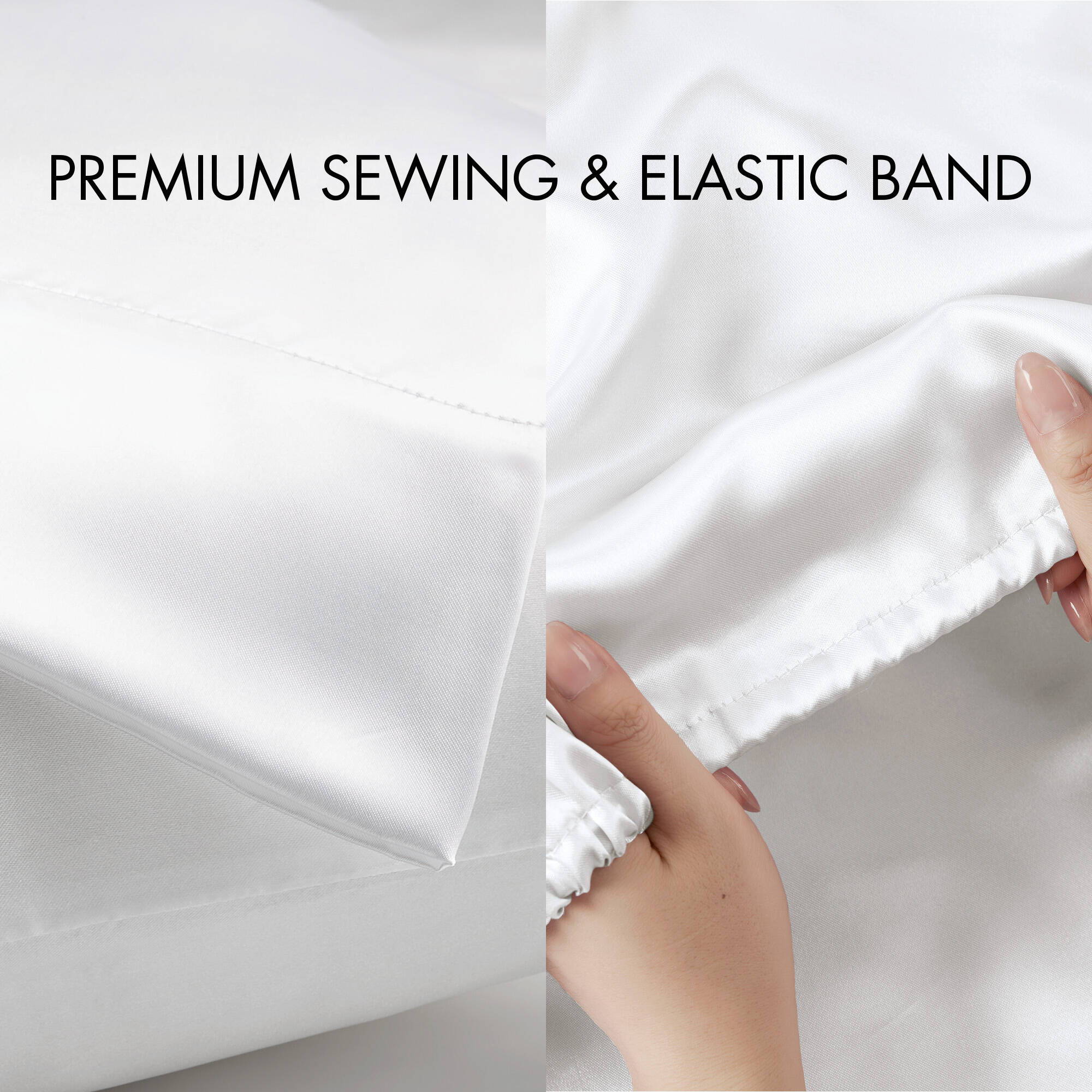 Satin - California King Wrinkle - Free Luxurious 6 Piece Sheet Set - White