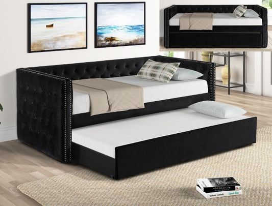 BLACK DAYBED with Twin Trundle