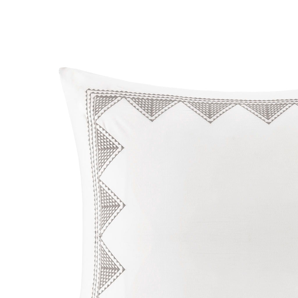 Isla - Embroidered Euro Sham - White