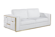 Two Piece White Italian Leather Five Person Seating Set