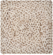 15" Set of Four Ivory And Natural Jute Square Placemats